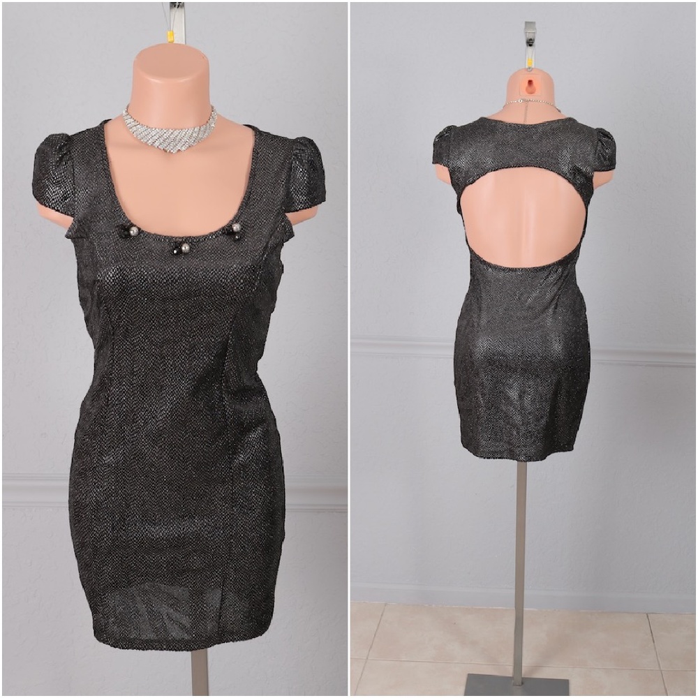 Black Cut Out Backless Stretch Mini Dress S M